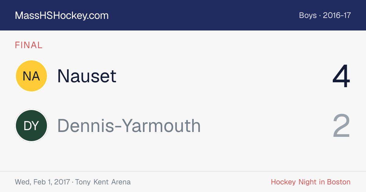 Nauset at Dennis-Yarmouth score card