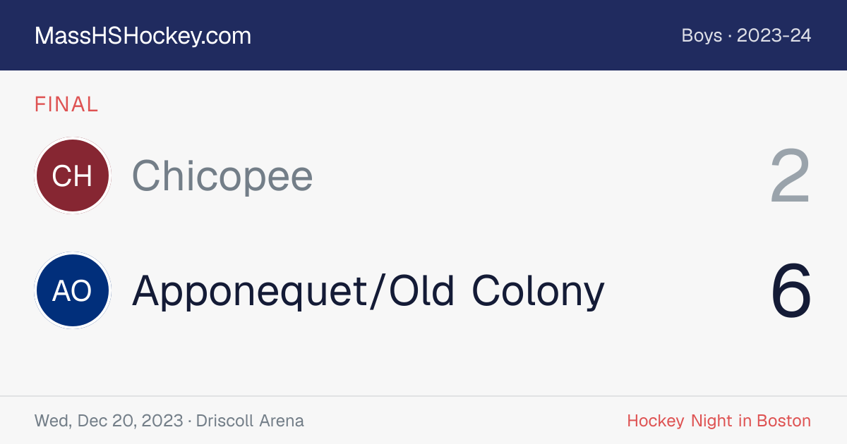 Chicopee at Apponequet/Old Colony score card