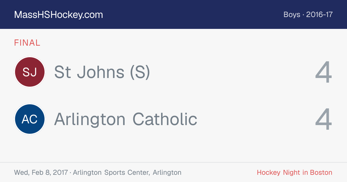 St Johns (S) at Arlington Catholic score card