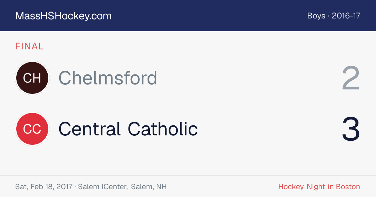 Chelmsford at Central Catholic score card