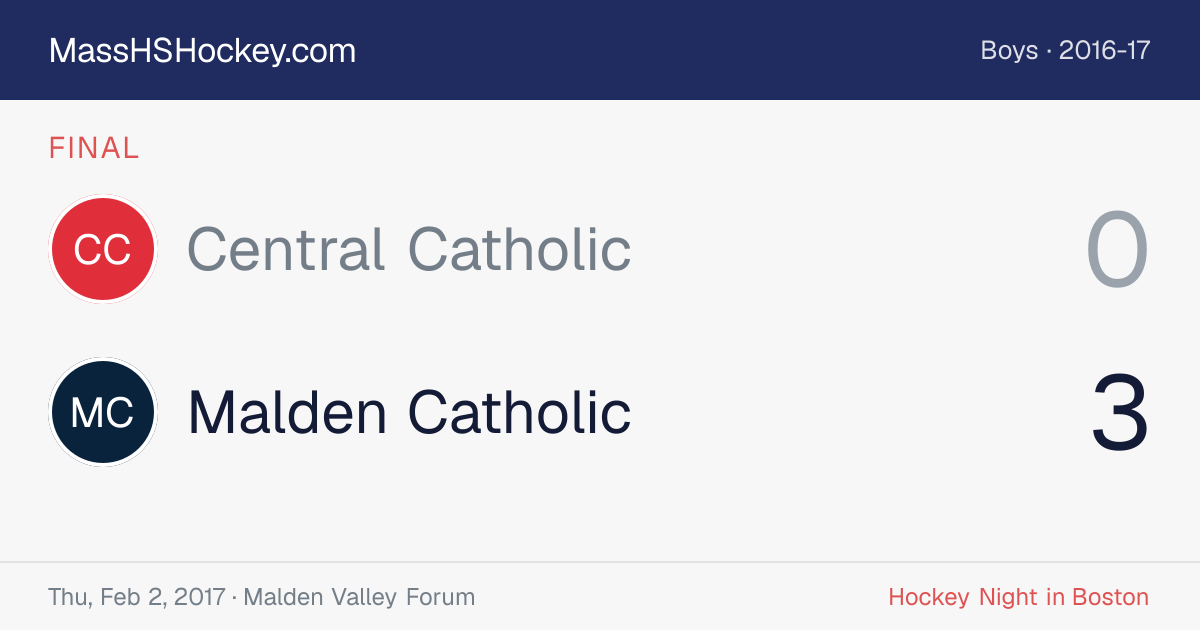 Central Catholic at Malden Catholic score card