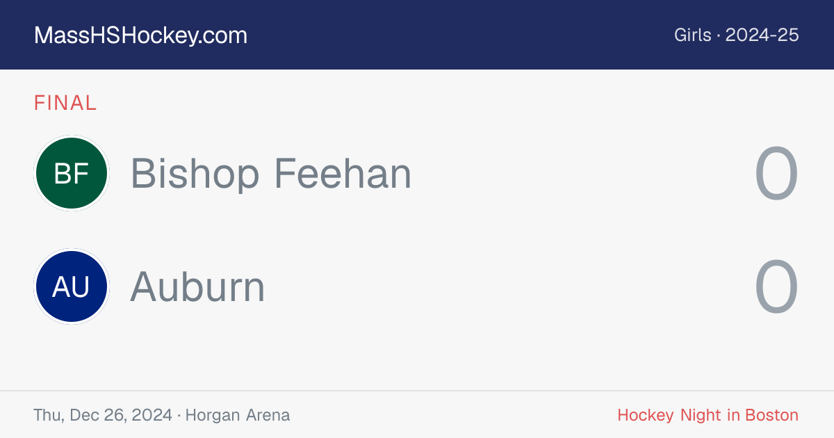 Bishop Feehan at Auburn score card