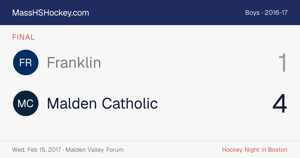 Franklin at Malden Catholic score card