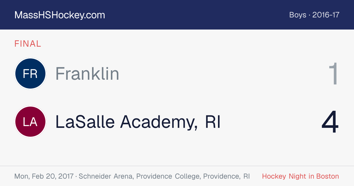 Franklin at LaSalle Academy, RI score card