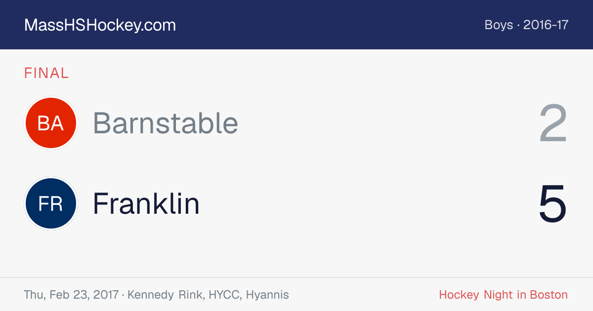 Barnstable at Franklin score card