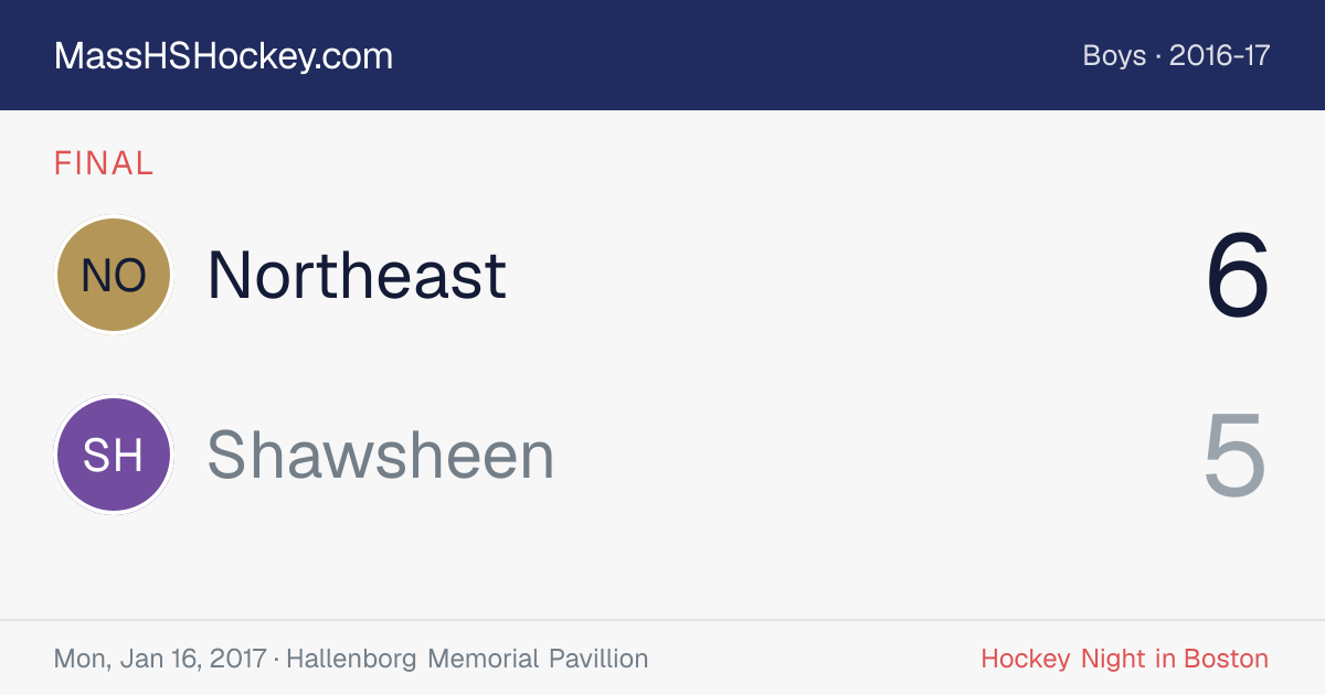 Northeast at Shawsheen score card