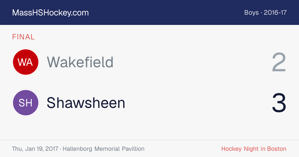 Wakefield at Shawsheen score card