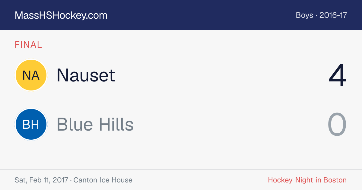 Nauset at Blue Hills score card