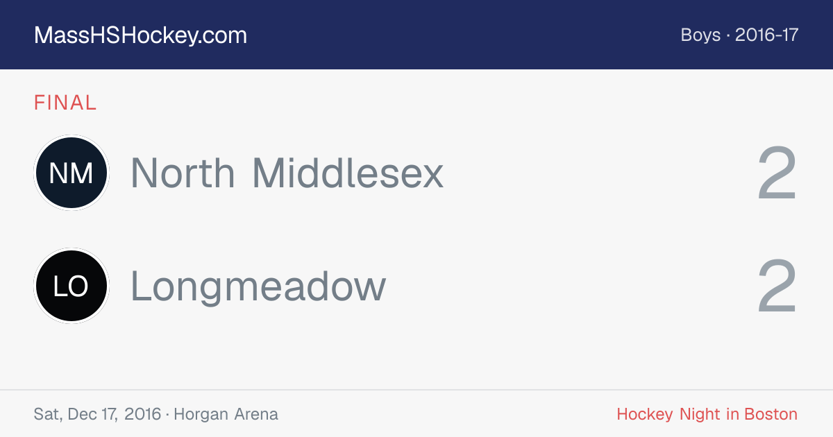 North Middlesex at Longmeadow score card