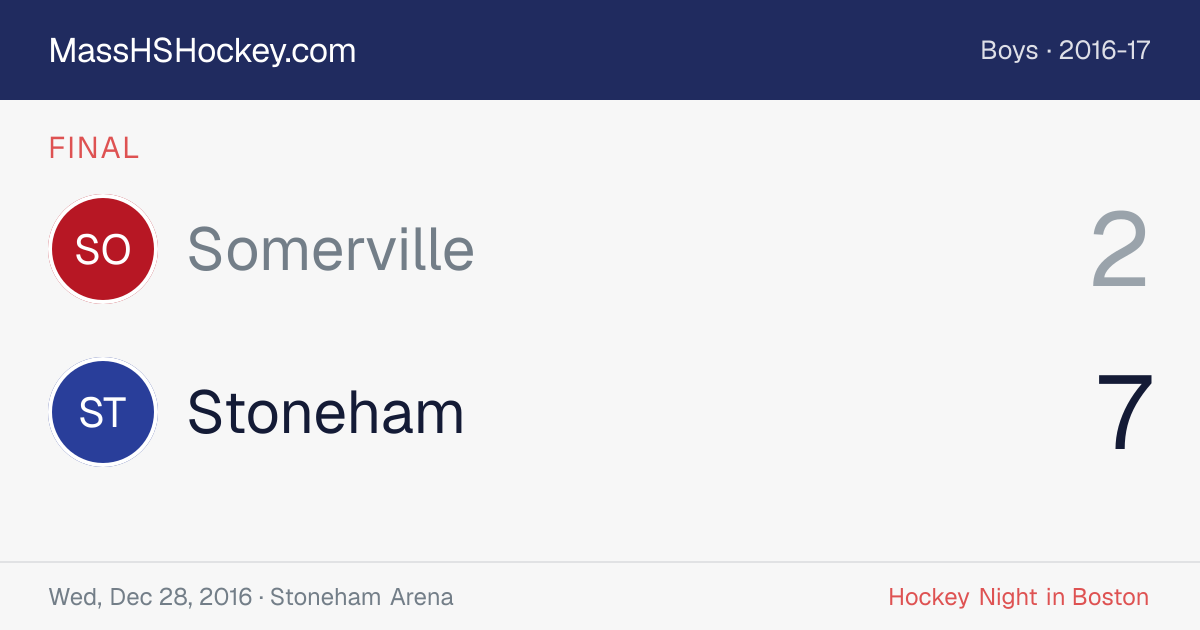 Somerville at Stoneham score card