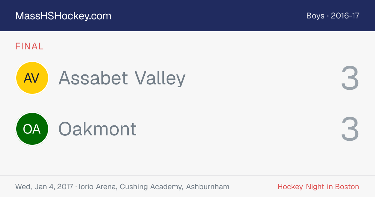 Assabet Valley at Oakmont score card