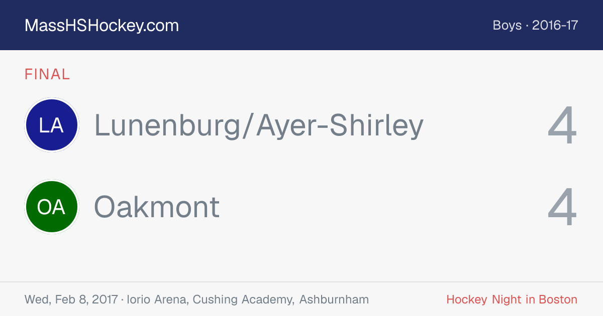 Lunenburg/Ayer-Shirley at Oakmont score card