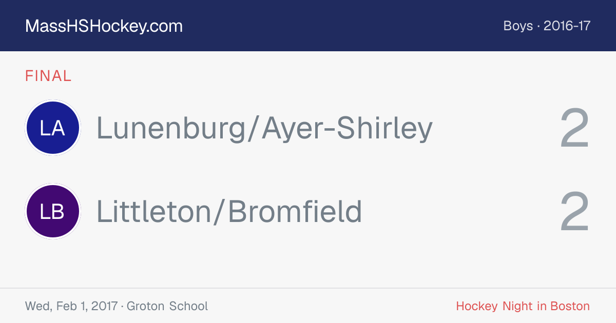 Lunenburg/Ayer-Shirley at Littleton/Bromfield score card