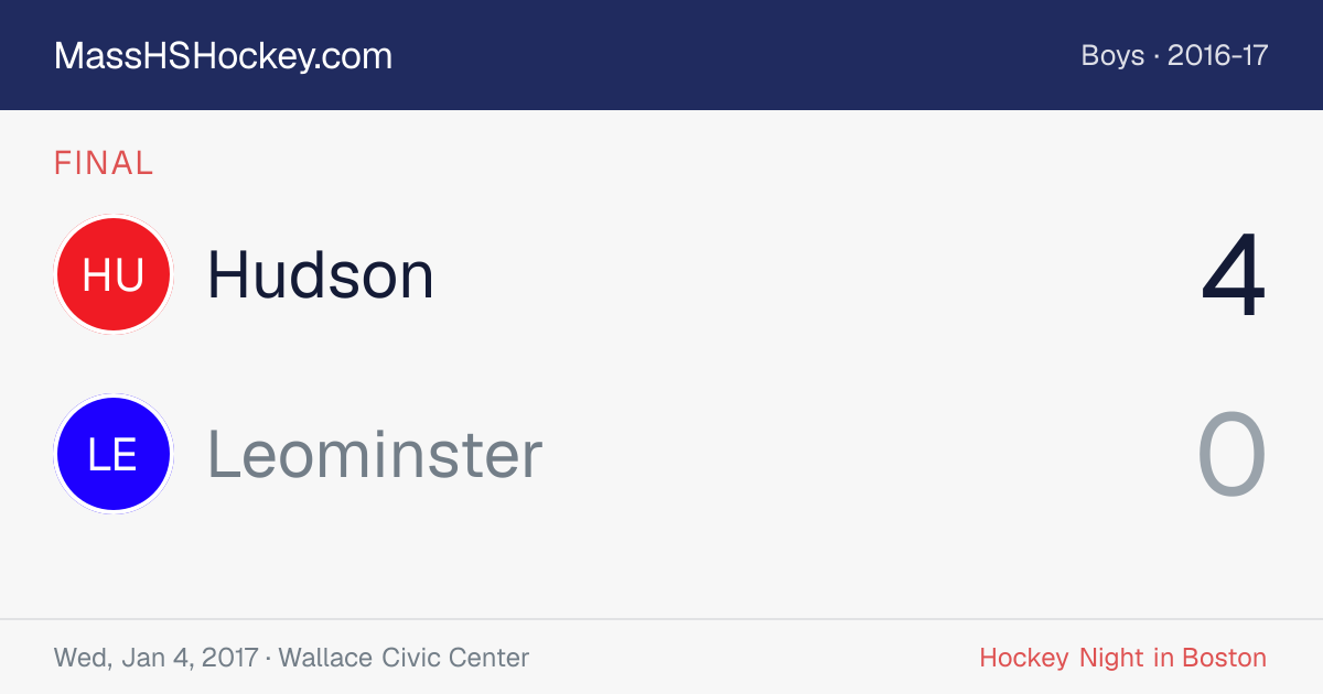 Hudson at Leominster score card
