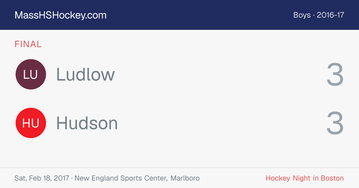Ludlow at Hudson score card