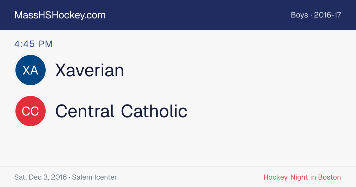 Xaverian at Central Catholic score card