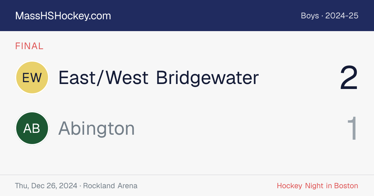 East/West Bridgewater at Abington score card