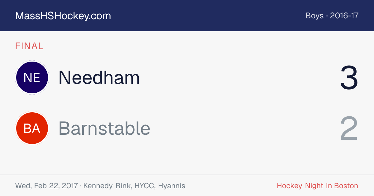 Needham at Barnstable score card