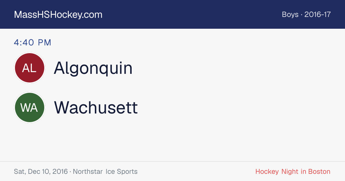 Algonquin at Wachusett score card