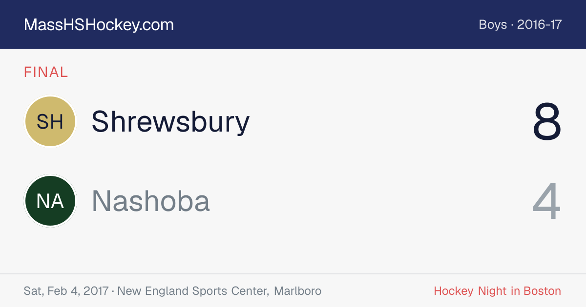 Shrewsbury at Nashoba score card