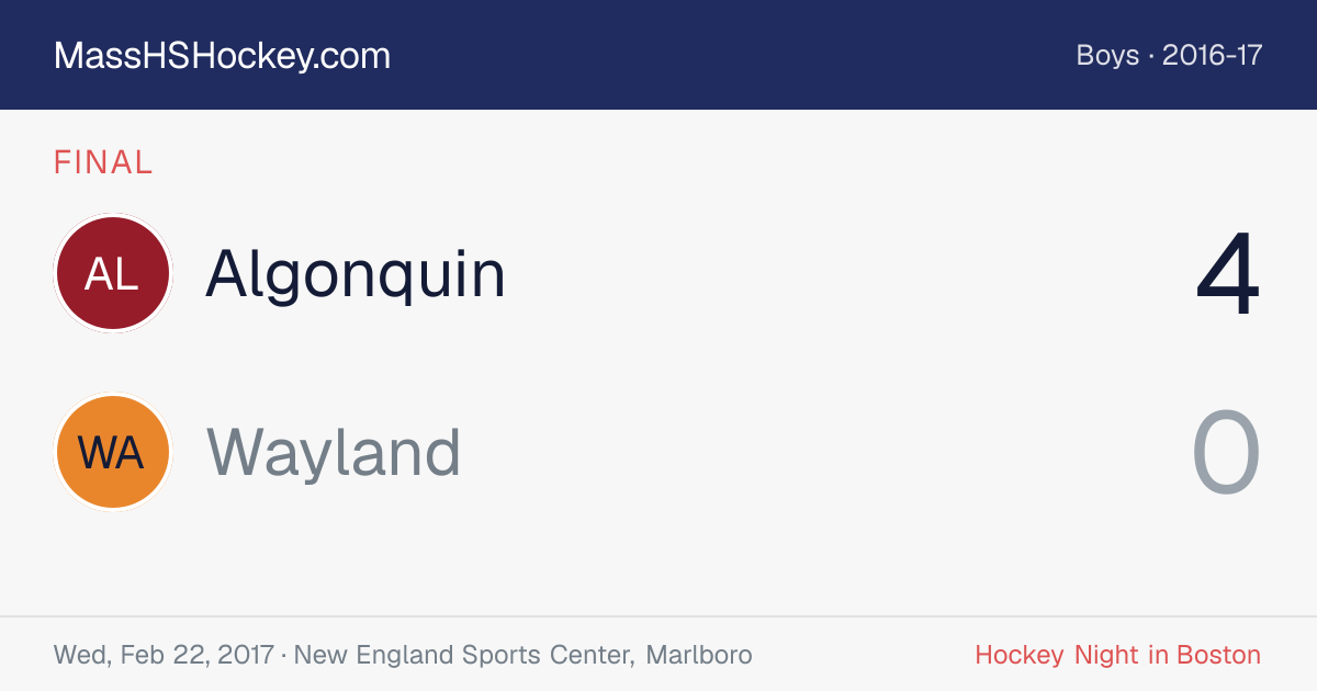 Algonquin at Wayland score card