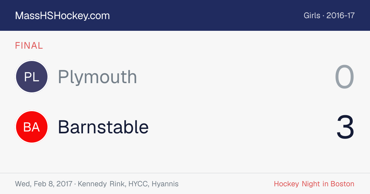 Plymouth at Barnstable score card