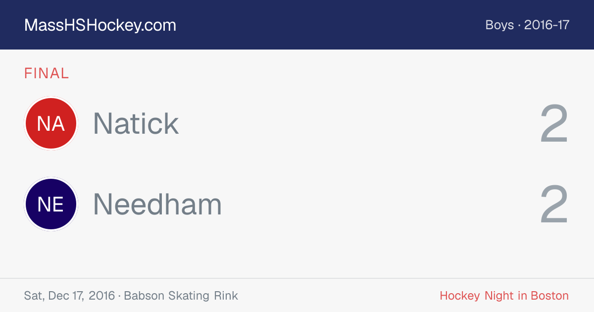 Natick at Needham score card