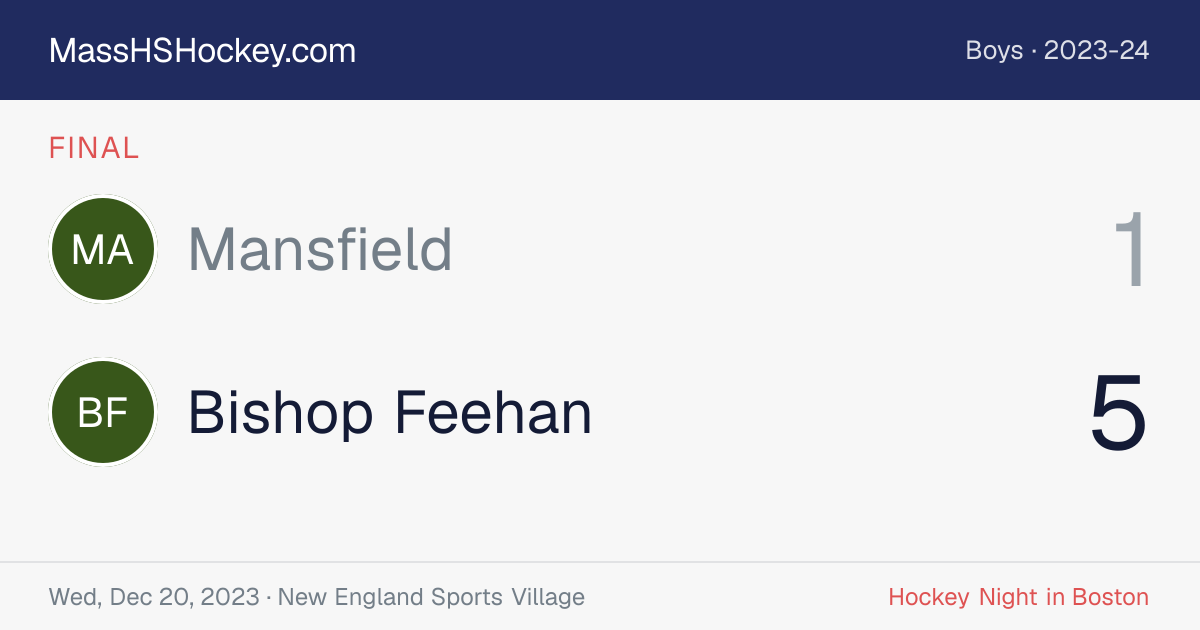 Mansfield at Bishop Feehan score card