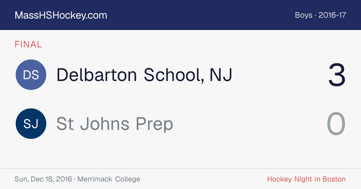Delbarton School, NJ at St Johns Prep score card