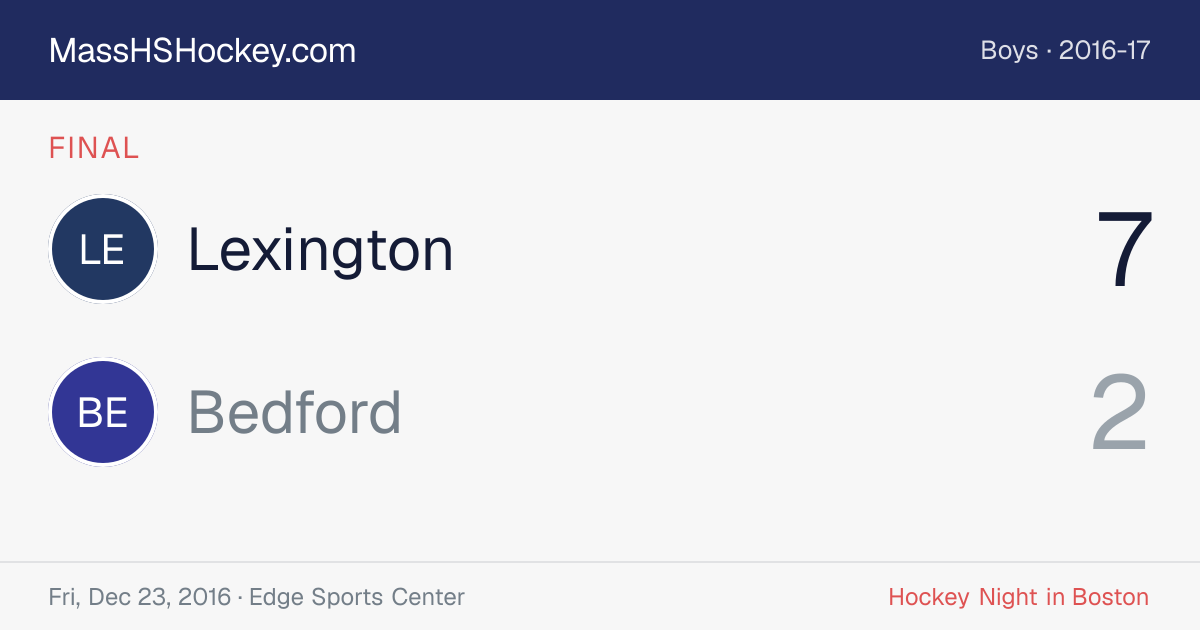 Lexington at Bedford score card