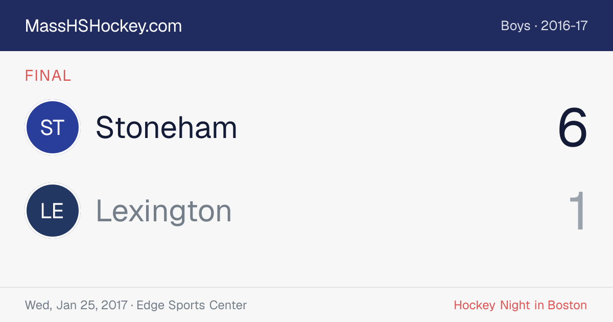 Stoneham at Lexington score card