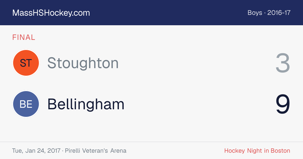 Stoughton at Bellingham score card