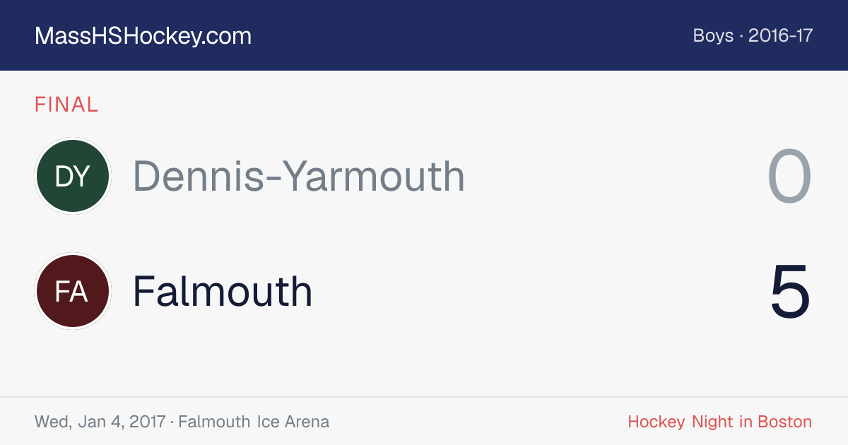 Dennis-Yarmouth at Falmouth score card