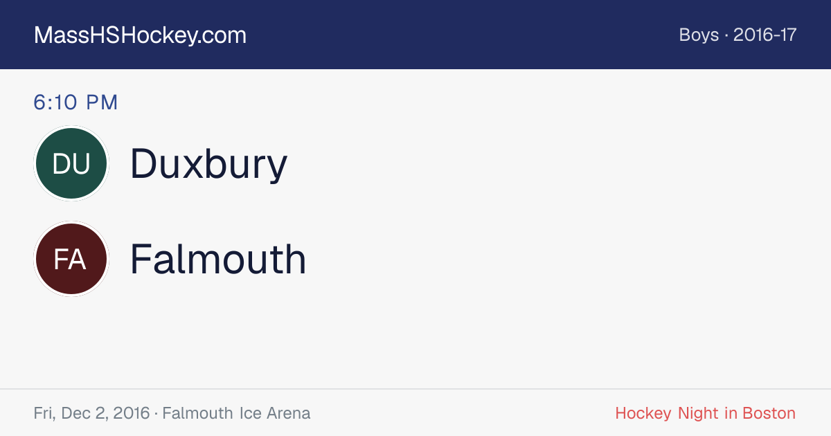 Duxbury at Falmouth score card