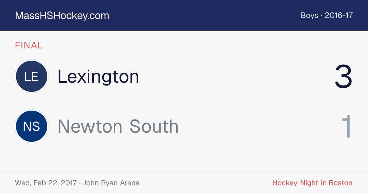 Lexington at Newton South score card