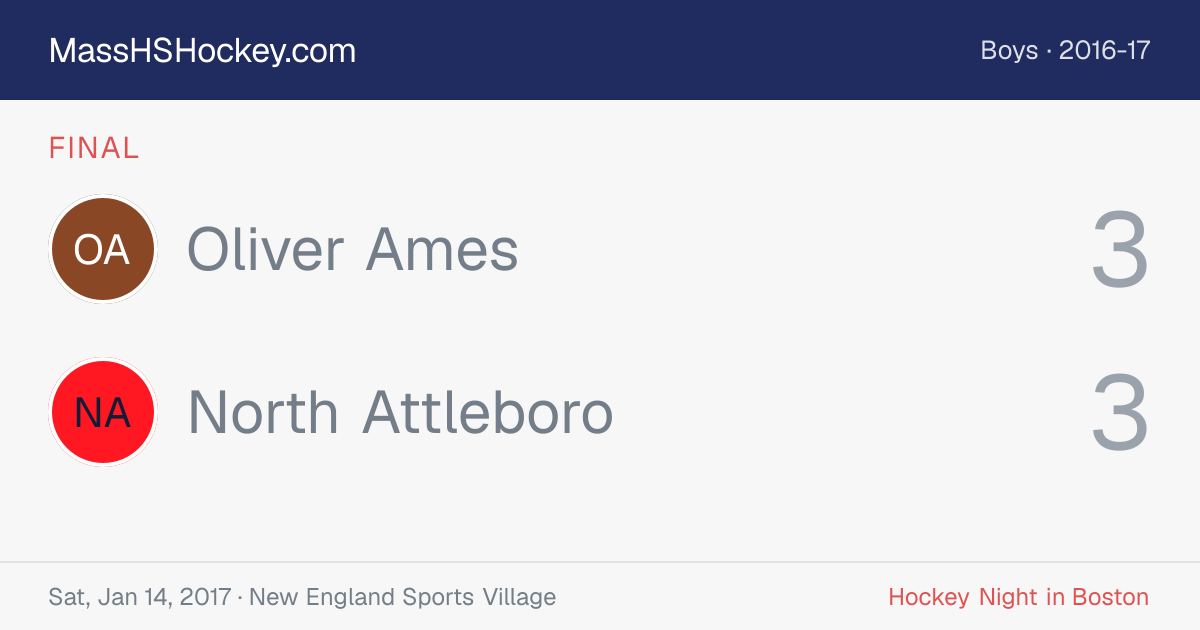 Oliver Ames at North Attleboro score card