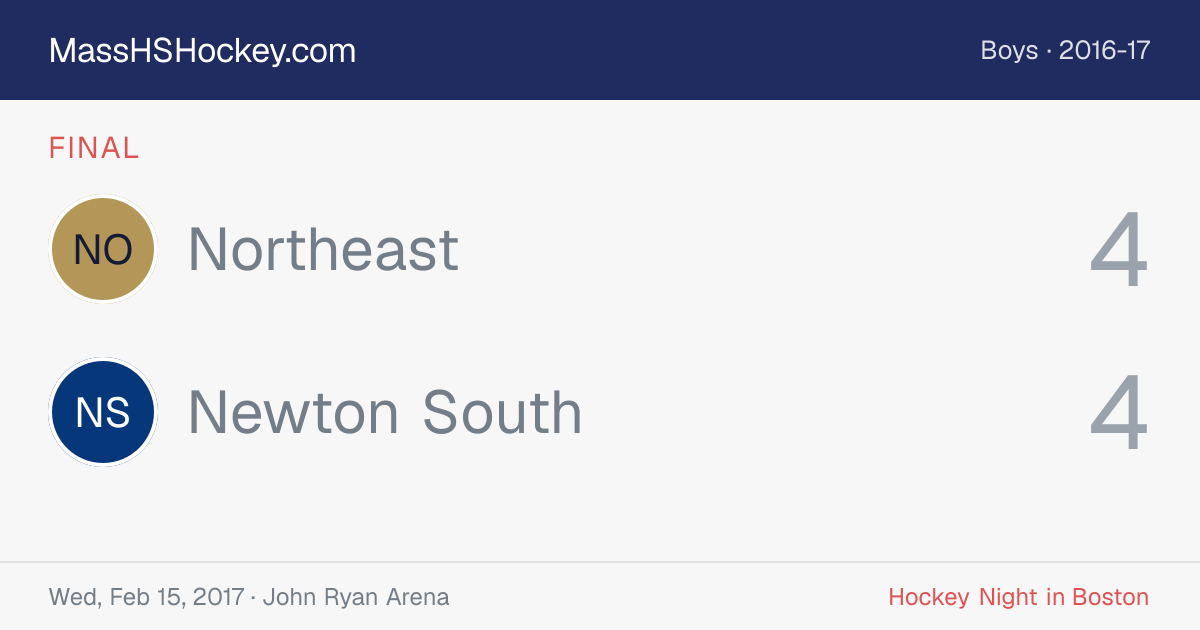 Northeast at Newton South score card
