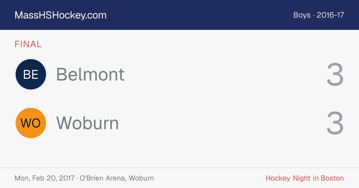 Belmont at Woburn score card
