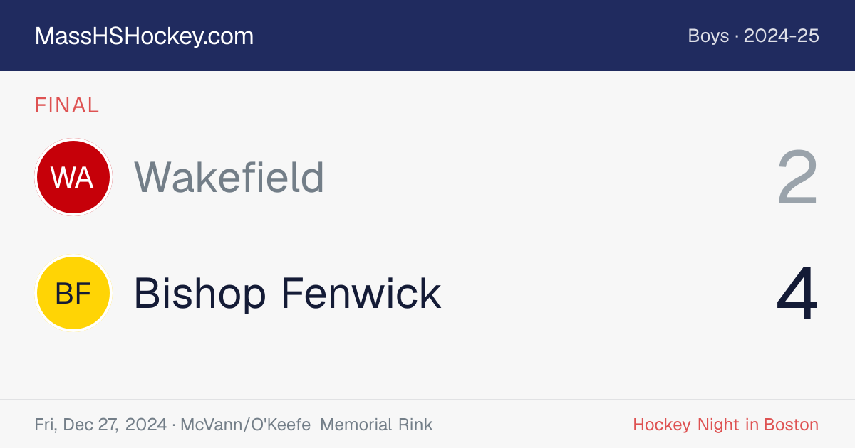 Wakefield at Bishop Fenwick score card