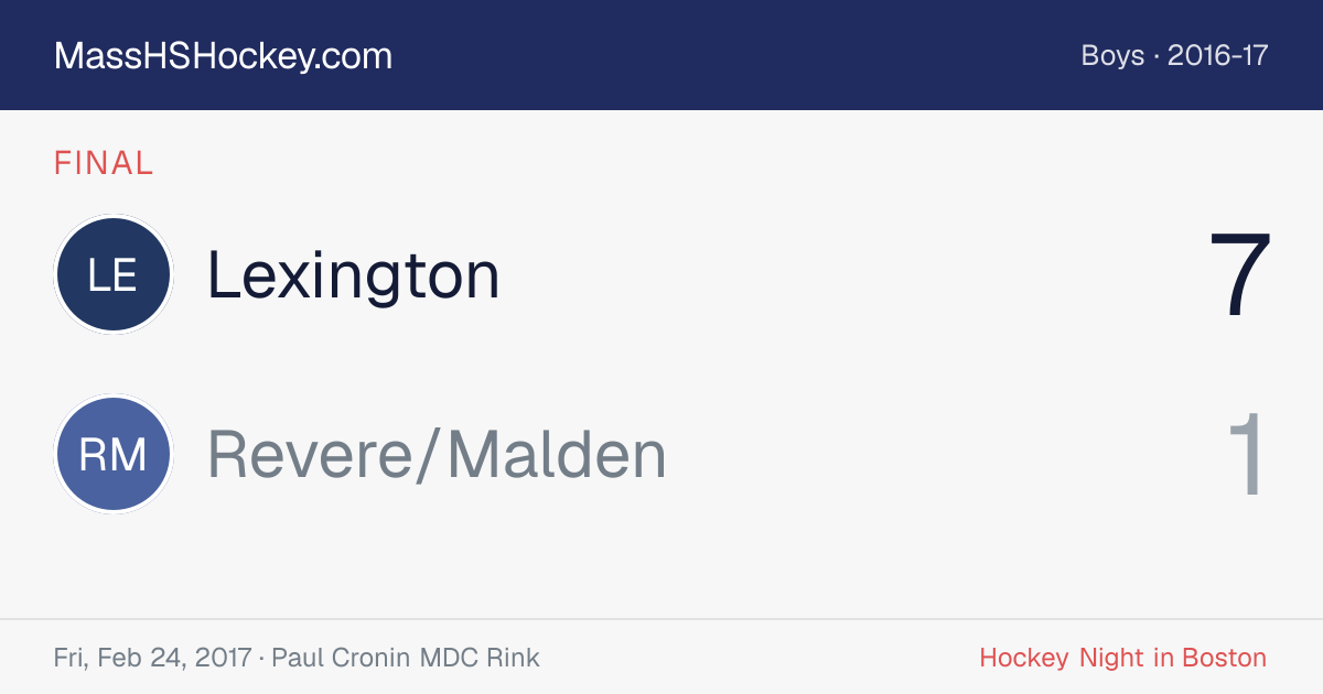 Lexington at Revere/Malden score card