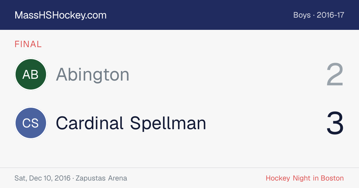 Abington at Cardinal Spellman score card