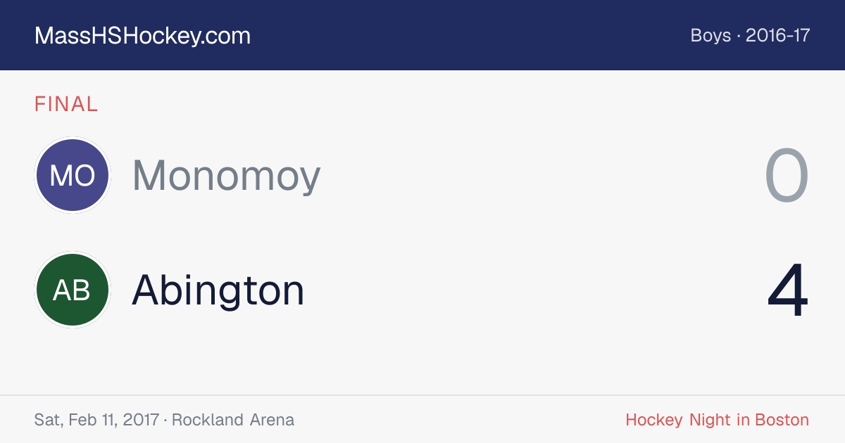 Monomoy at Abington score card