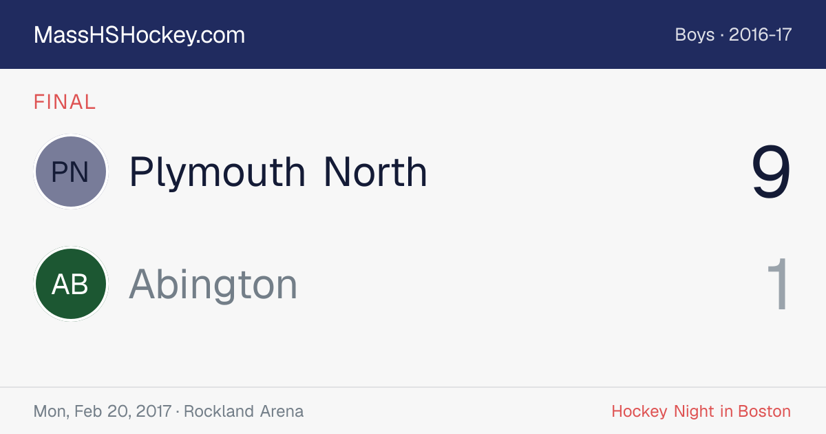 Plymouth North at Abington score card