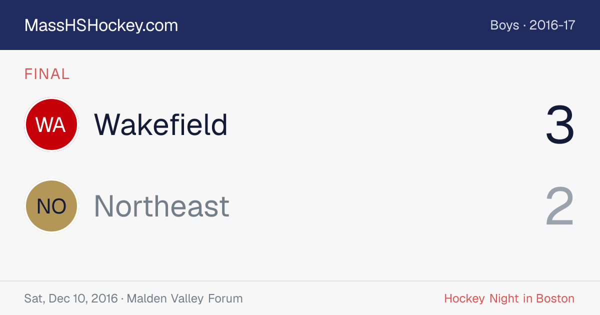Wakefield at Northeast score card