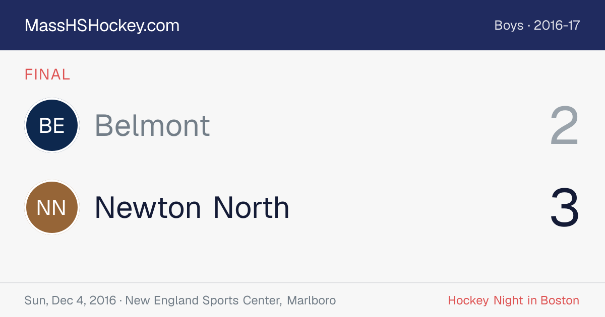 Belmont at Newton North score card
