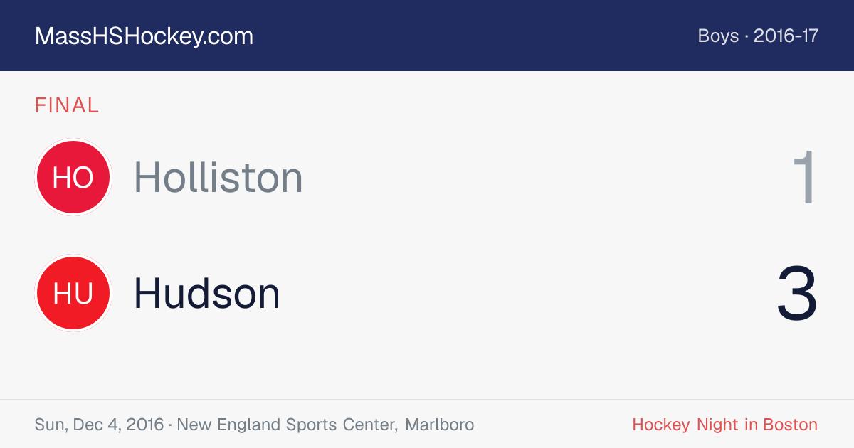 Holliston at Hudson score card