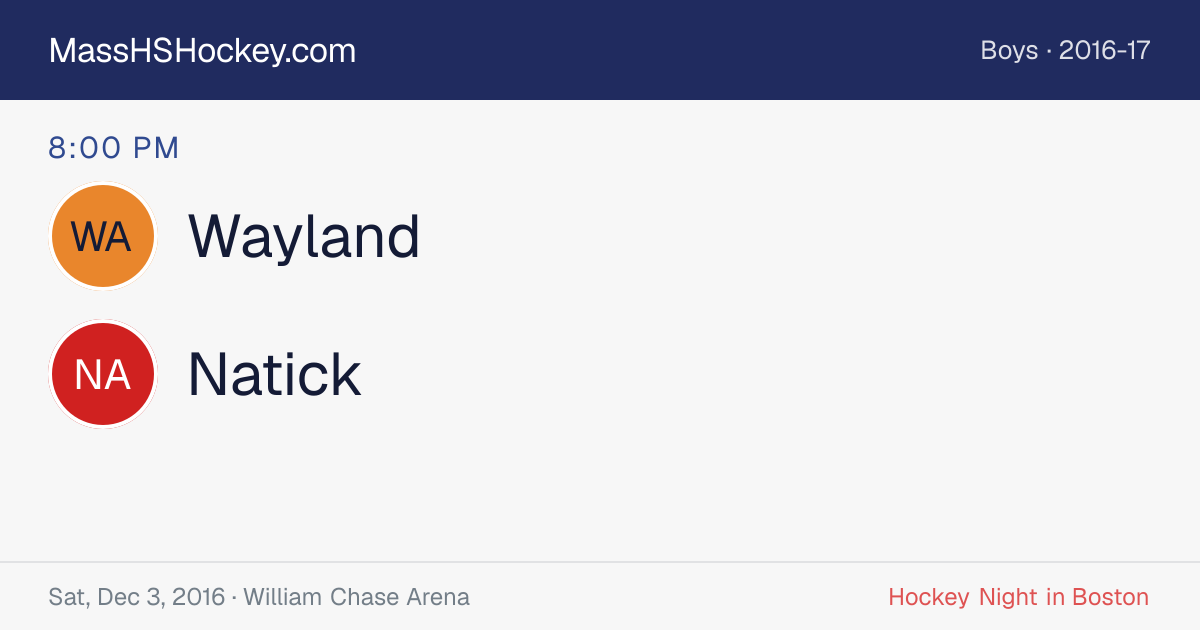 Wayland at Natick score card