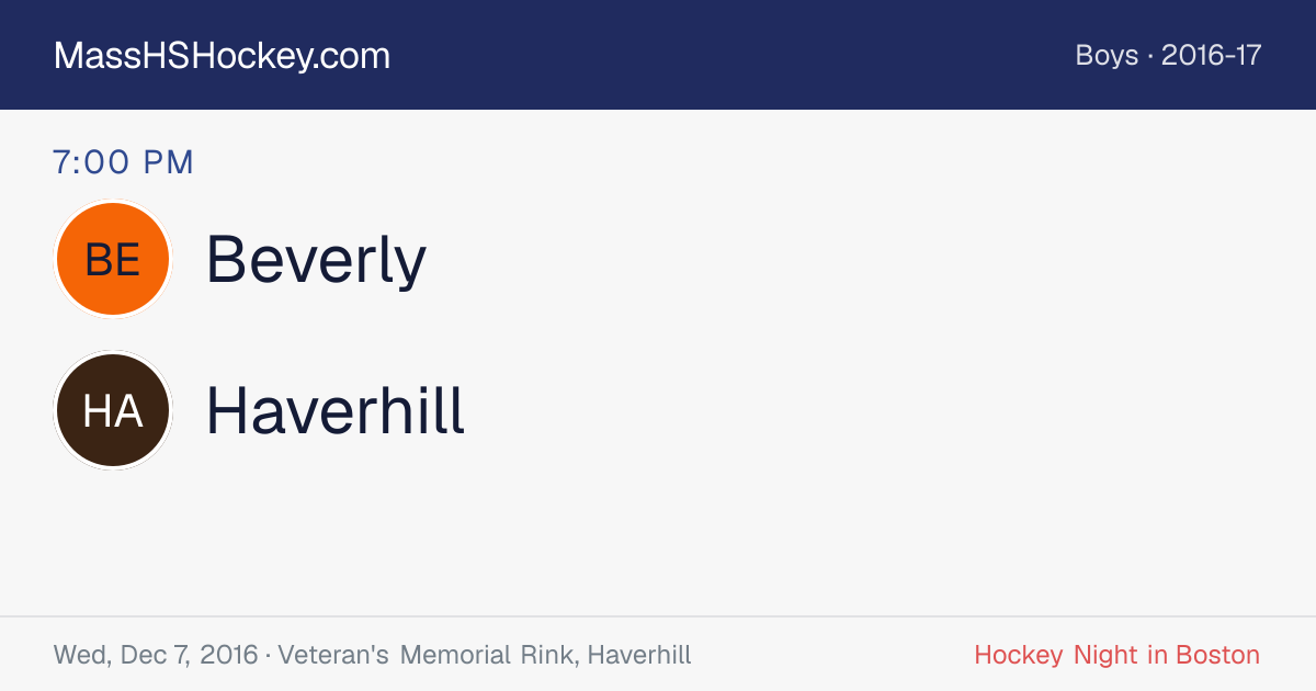 Beverly at Haverhill score card