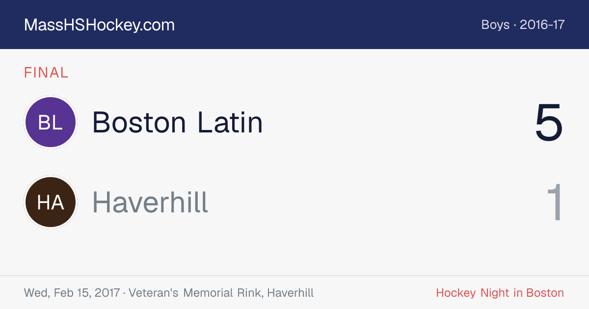 Boston Latin at Haverhill score card