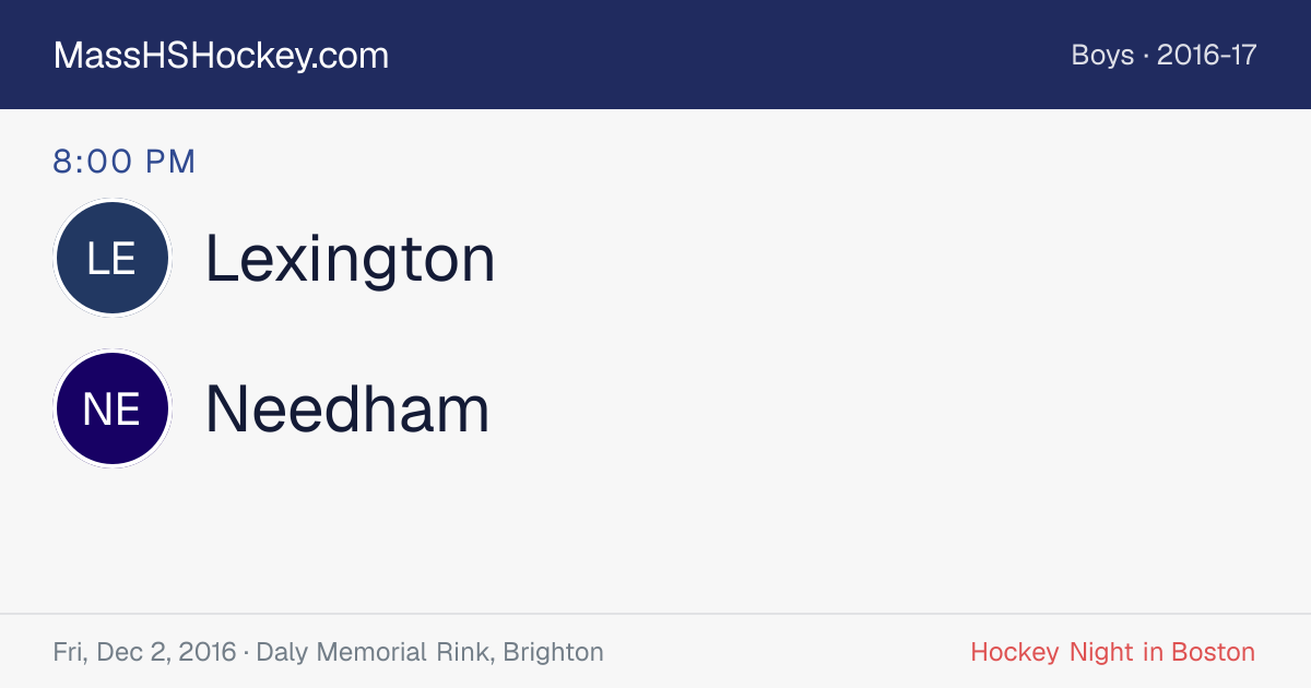 Lexington at Needham score card